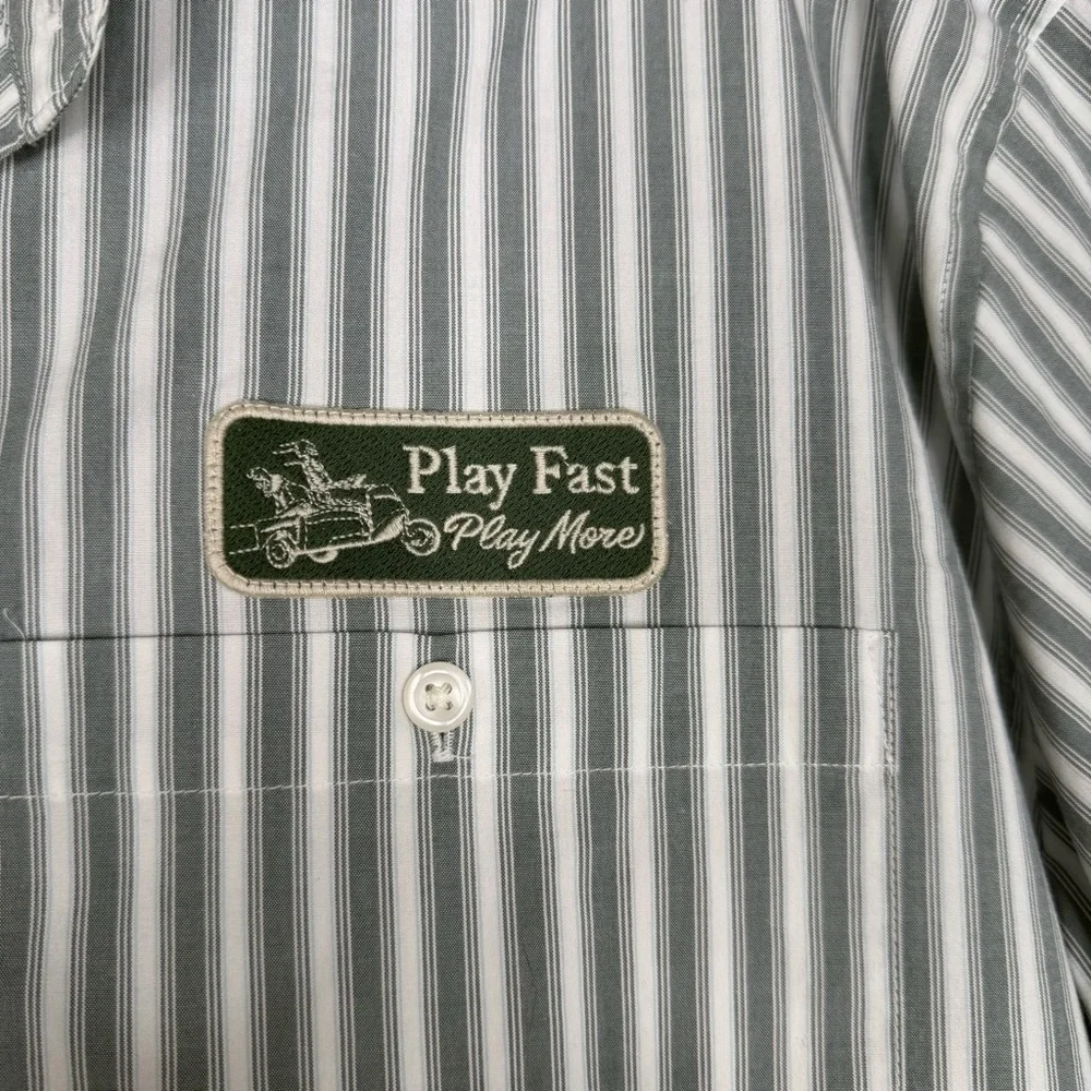 Sz M Random Golf Club x Abercrombie Green Striped Cropped Boxy Shirt NWT $70 - Picture 4 of 10